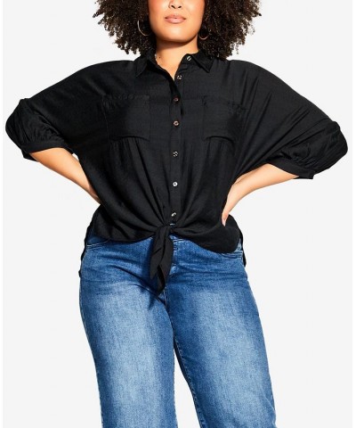 Trendy Plus Size Megan Shirt Black $31.50 Tops