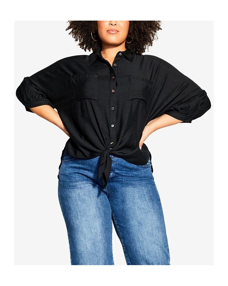 Trendy Plus Size Megan Shirt Black $31.50 Tops