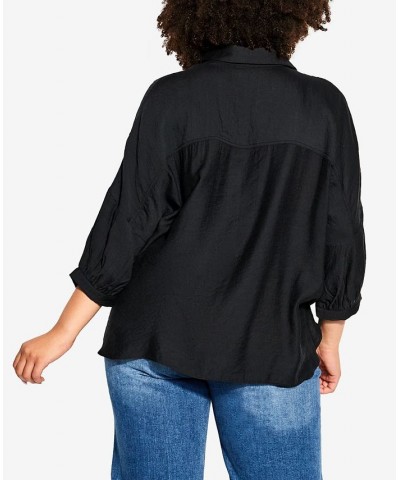 Trendy Plus Size Megan Shirt Black $31.50 Tops