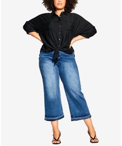 Trendy Plus Size Megan Shirt Black $31.50 Tops