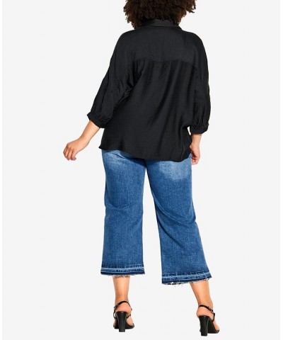 Trendy Plus Size Megan Shirt Black $31.50 Tops