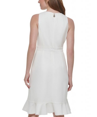 Women's Ruffled Sleeveless Sheath Dress Ivory/Cream $41.65 Dresses