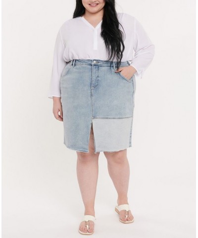 Plus Size Denim Midi Skirt Destructed Radiance Base $37.18 Skirts