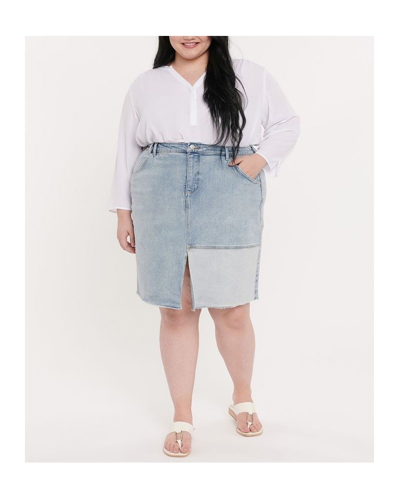 Plus Size Denim Midi Skirt Destructed Radiance Base $37.18 Skirts