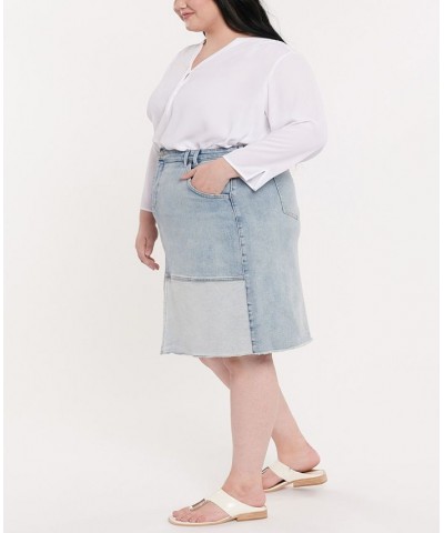 Plus Size Denim Midi Skirt Destructed Radiance Base $37.18 Skirts