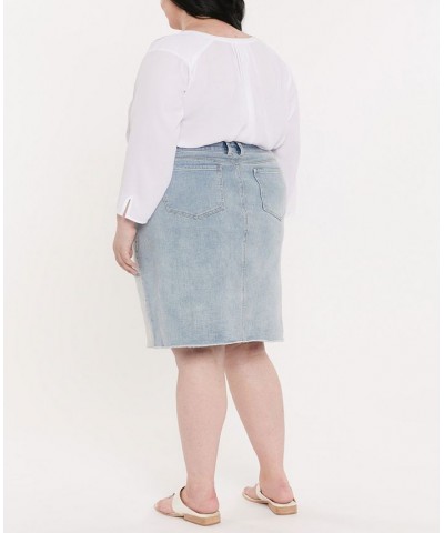 Plus Size Denim Midi Skirt Destructed Radiance Base $37.18 Skirts