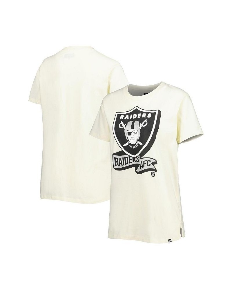 Women's Cream Las Vegas Raiders Chrome Sideline T-shirt Cream $18.80 Tops