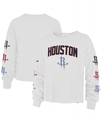 Women's '47 White Houston Rockets 2021/22 City Edition Call Up Parkway Long Sleeve T-shirt White $22.35 Tops