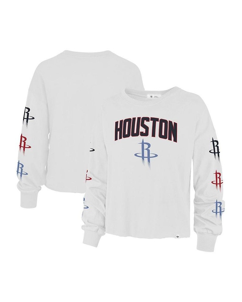 Women's '47 White Houston Rockets 2021/22 City Edition Call Up Parkway Long Sleeve T-shirt White $22.35 Tops