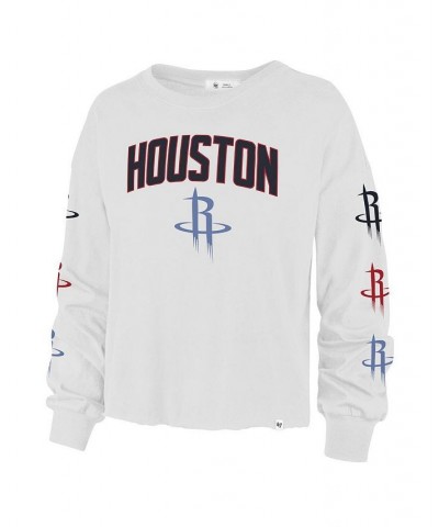 Women's '47 White Houston Rockets 2021/22 City Edition Call Up Parkway Long Sleeve T-shirt White $22.35 Tops