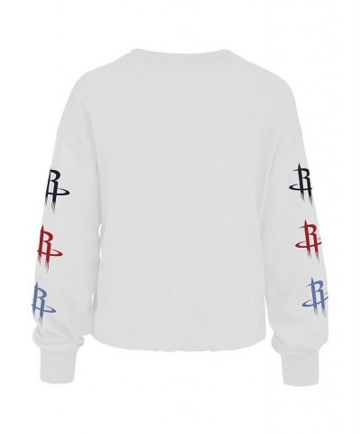 Women's '47 White Houston Rockets 2021/22 City Edition Call Up Parkway Long Sleeve T-shirt White $22.35 Tops