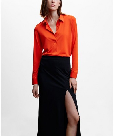 Women's Buttoned Flowy Shirt Orange $26.40 Tops