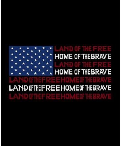 Women's Land of the Free American Flag Word Art Long Sleeve T-shirt Black $19.60 Tops