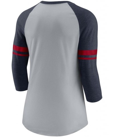 Women's Houston Texans Stripe Mesh Nickname Tri-Blend Three-Quarter Sleeve T-Shirt Wg/mrne $26.40 Tops