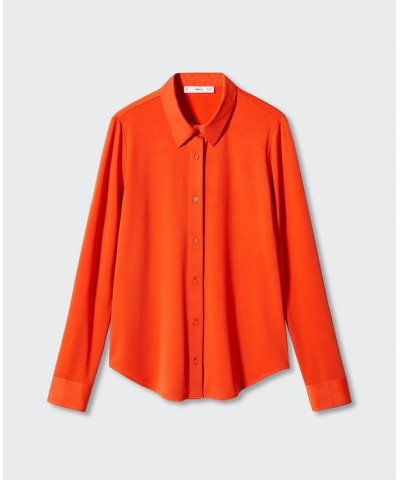 Women's Buttoned Flowy Shirt Orange $26.40 Tops