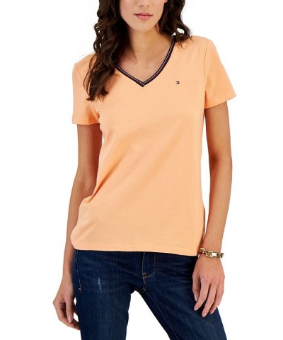 Women's Short-Sleeve V-Neck T-Shirt Orange $20.54 Tops