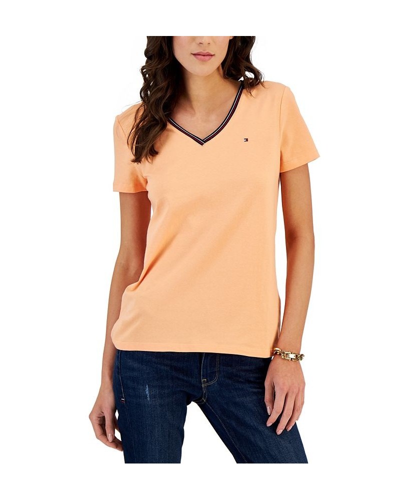 Women's Short-Sleeve V-Neck T-Shirt Orange $20.54 Tops