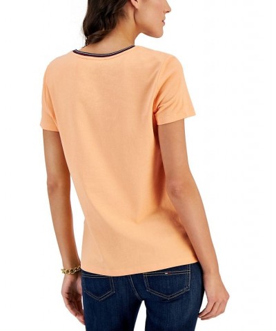 Women's Short-Sleeve V-Neck T-Shirt Orange $20.54 Tops