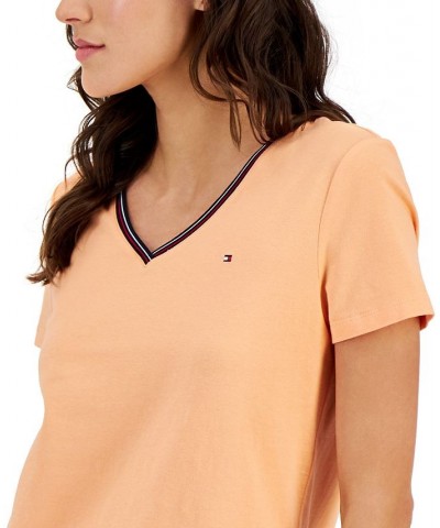 Women's Short-Sleeve V-Neck T-Shirt Orange $20.54 Tops