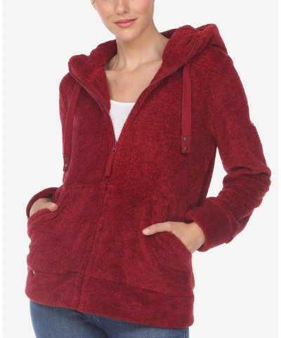 Women's Hooded Sherpa Jacket Red $22.44 Jackets