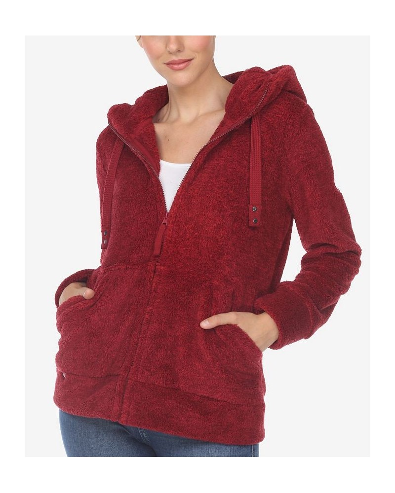 Women's Hooded Sherpa Jacket Red $22.44 Jackets