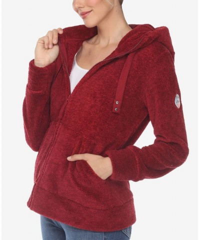 Women's Hooded Sherpa Jacket Red $22.44 Jackets