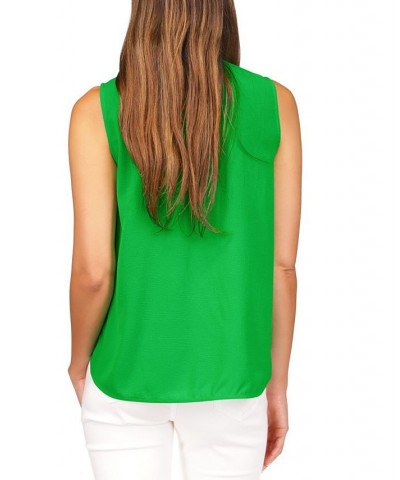 Women's Crepe Chain Faux-Wrap Top Green $20.63 Tops