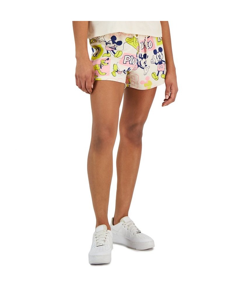 Juniors' Mickey-And-Pluto-Print Pull-On Shorts Taupe $12.32 Shorts