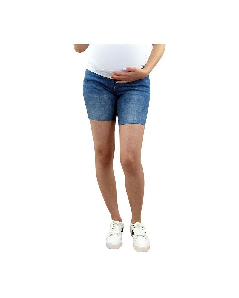 Maternity Bermuda Shorts with Belly Band Blue $18.12 Shorts