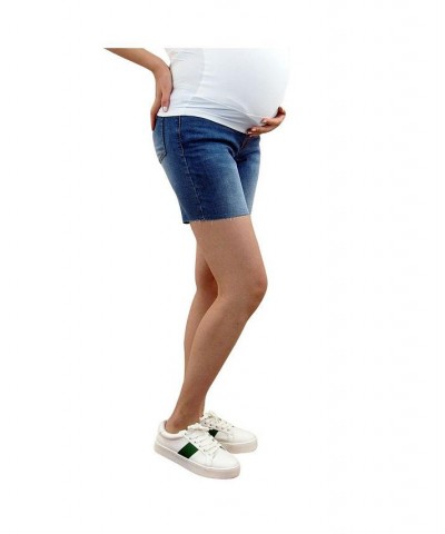 Maternity Bermuda Shorts with Belly Band Blue $18.12 Shorts