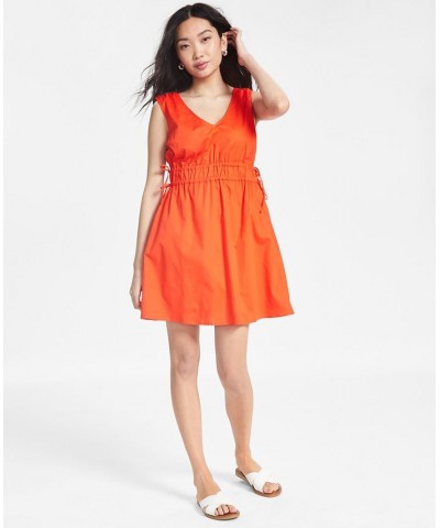 Women's Sleeveless A-Line Poplin Dress Red $13.54 Dresses