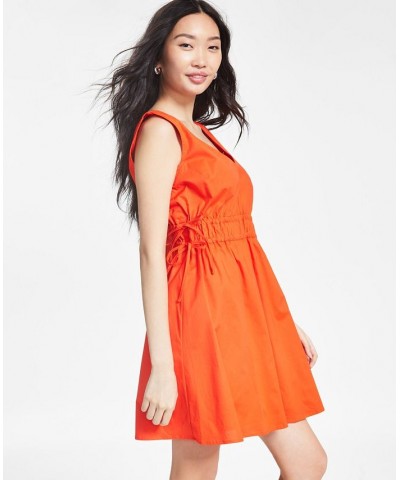 Women's Sleeveless A-Line Poplin Dress Red $13.54 Dresses