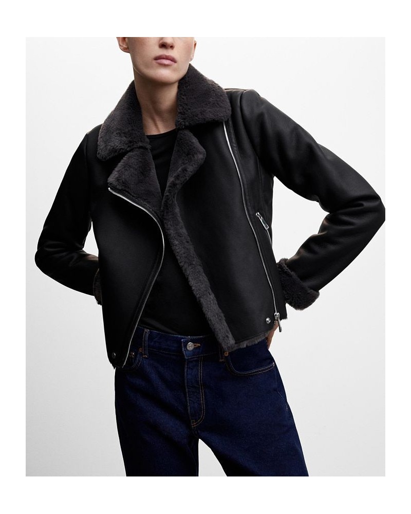 Women's Faux Shearling-Lined Jacket Black $48.10 Jackets