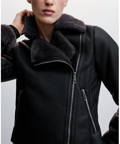 Women's Faux Shearling-Lined Jacket Black $48.10 Jackets