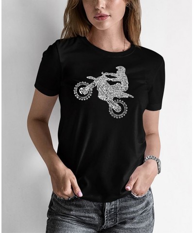 Women's Word Art Freestyle Motocross T-Shirt Black $14.70 Tops