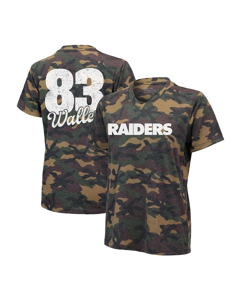 Women's Darren Waller Camo Las Vegas Raiders Name and Number Tri-Blend V-Neck T-shirt Camo $26.95 Tops