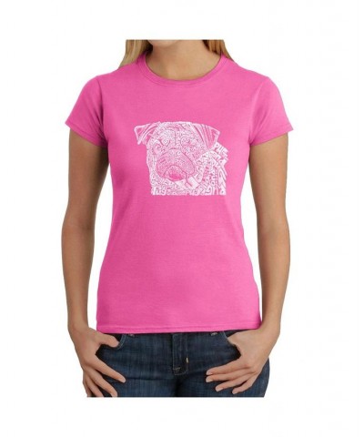 Women's Word Art T-Shirt - Pug Face Black $17.64 Tops