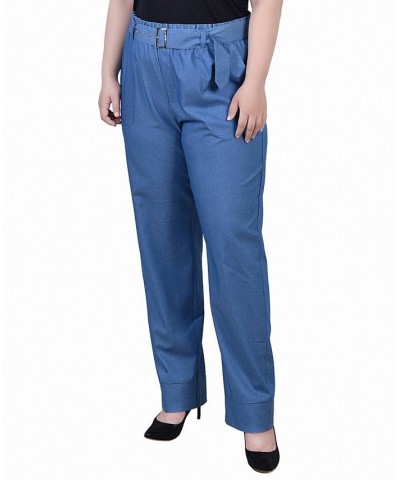 Plus Size Pull On Chambray Belted Pants Medium Denim $13.72 Pants