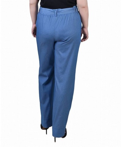 Plus Size Pull On Chambray Belted Pants Medium Denim $13.72 Pants