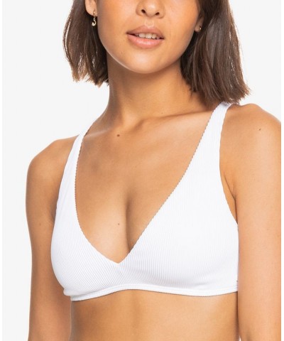 Juniors' Ribbed Love The Oceana V-Neck Bikini Top & Ribbed Bikini Bottoms Bright White $26.68 Swimsuits