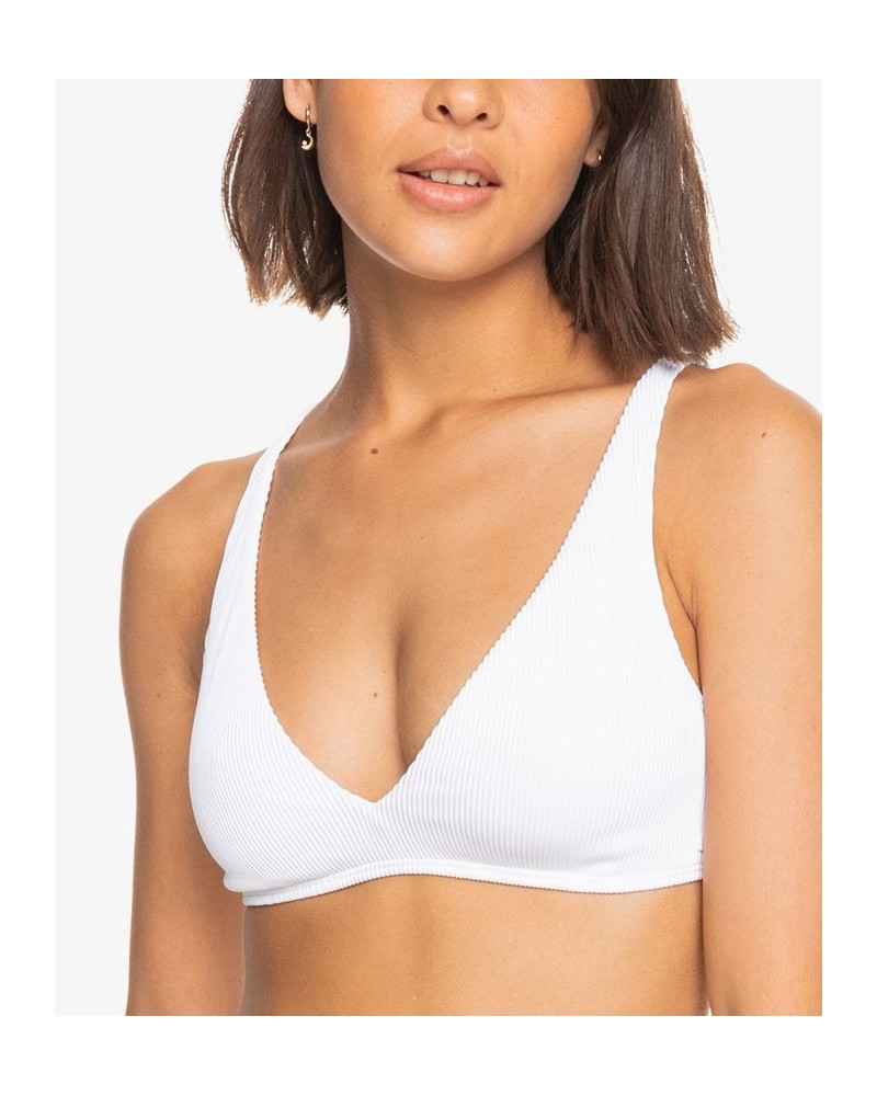 Juniors' Ribbed Love The Oceana V-Neck Bikini Top & Ribbed Bikini Bottoms Bright White $26.68 Swimsuits