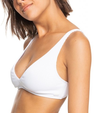 Juniors' Ribbed Love The Oceana V-Neck Bikini Top & Ribbed Bikini Bottoms Bright White $26.68 Swimsuits