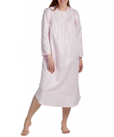 Petite Long-Sleeve Lace-Trim Nightgown Pink $25.65 Sleepwear