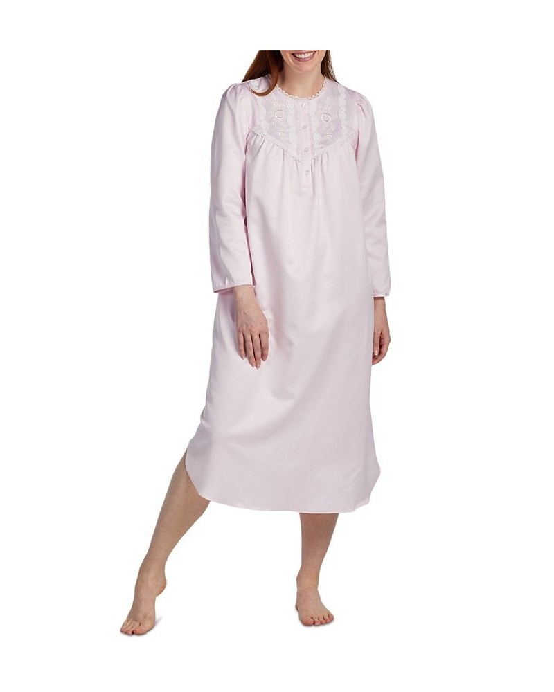 Petite Long-Sleeve Lace-Trim Nightgown Pink $25.65 Sleepwear