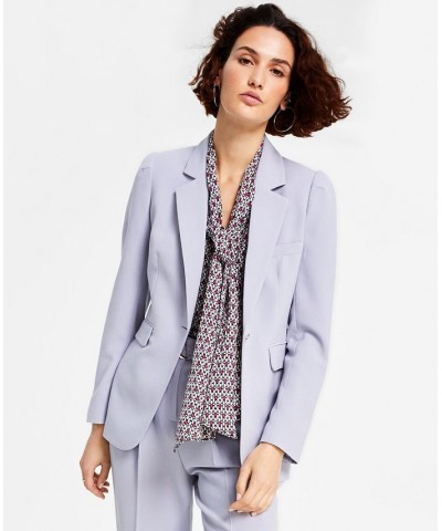 Women's Textured Crepe Single-Button Blazer Moonstone $47.20 Jackets