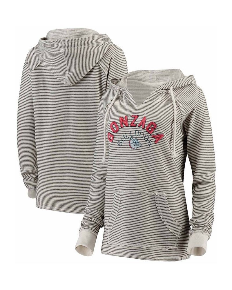 Women's Cream Gonzaga Bulldogs Striped French Terry V-Neck Hoodie Cream $32.50 Sweatshirts