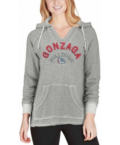 Women's Cream Gonzaga Bulldogs Striped French Terry V-Neck Hoodie Cream $32.50 Sweatshirts