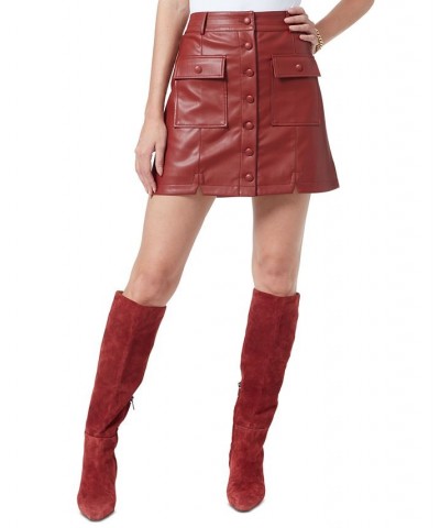 Cara Faux Leather Button Down Mini Skirt HENNA $34.01 Skirts