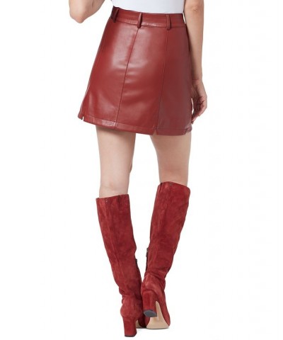 Cara Faux Leather Button Down Mini Skirt HENNA $34.01 Skirts