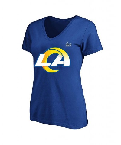 Women's Aaron Donald Royal Los Angeles Rams Super Bowl LVI Bound Plus Size Name and Number V-Neck T-shirt Royal $19.68 Tops